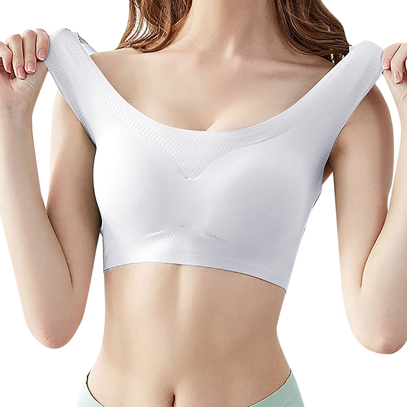 Sports Bras for Women Ultra Thin Ice Silk Comfy Beauty Yoga Gym Running  Workout with Removable Pads Light Wireless Bra for Women Beige XXL 