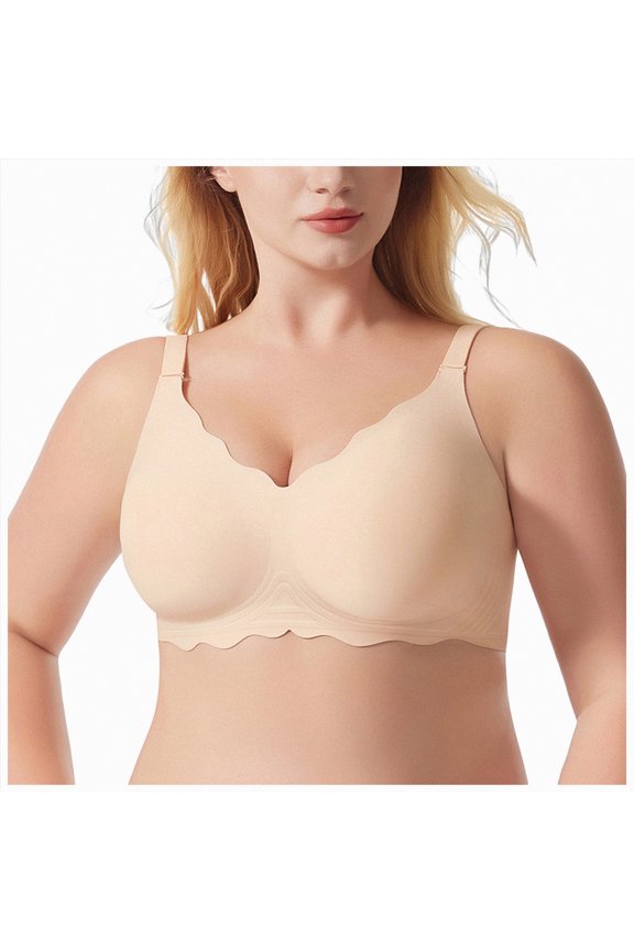 Bras No Underwire Supportive Full Coverage Comfortable Everyday Bra(Beige,XXXL)