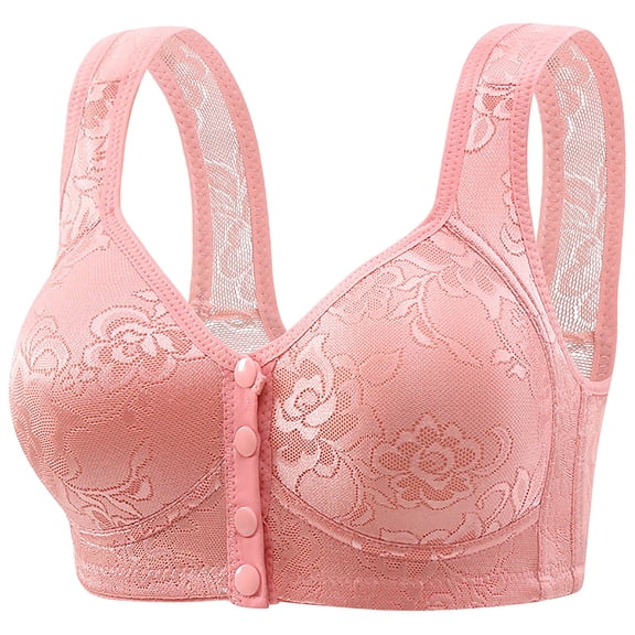Bras for Older Women, Audhol Women's Fashionable and Casual Front Anti Sagging Back Shaping and Bra without Wires Front Closure Bras for Women Pink 38