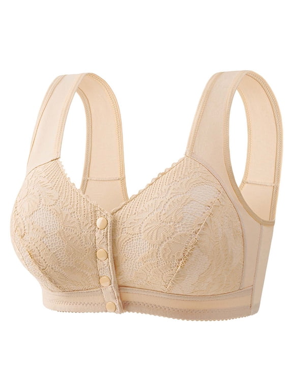 Bras for Older Women Front Closure Bras for Older Women Wireless Bras for Older Women Bras for Women Push Up Front Closure Posture Bras for Women Beige A