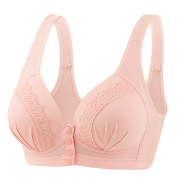 Bras No Padding on Clearance Front Button Breathable Cotton Bra Front Snap Bras Women Wirefree Comfortable Breathable Bras Lace Bra Wirefree Bras for Women New Pinky