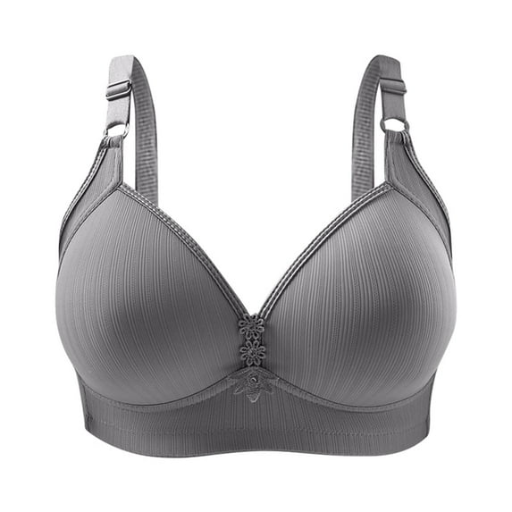 Bras with No Padding New Woman's Solid Color Comfortable Hollow out Perspective Bra Underwear No Underwire Sports Bras for Women Style B-38 Gray