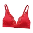thumbnail image 1 of Bras Plus Size Women Comfort Wireless Bralette Deep V Full Support No Underwire Push Up Everyday Bra Red M, 1 of 7