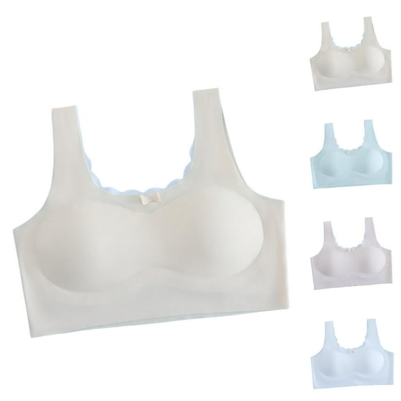 Bras for Teens Girls' Training Bras Girls Underwear Girls' Bra Without Underwire X Back Bustier With Removable Padded Wide Straps Seamless Bralette Top Ideal for Children Teens 18 Years