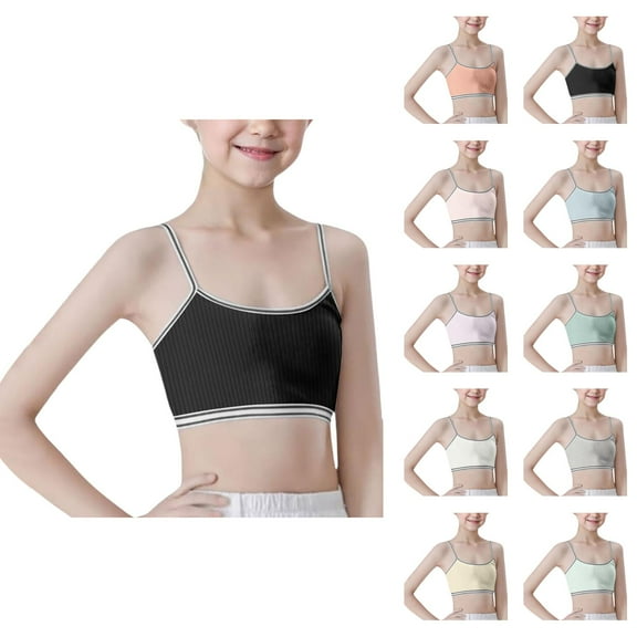 Bras for Teens Sports Training Bra for Girls Girls Underwear Crop Top Bra Lightweight Seamless Sports Bra for Girls Training Teen Camisole Style Comfortable Kids Underwear
