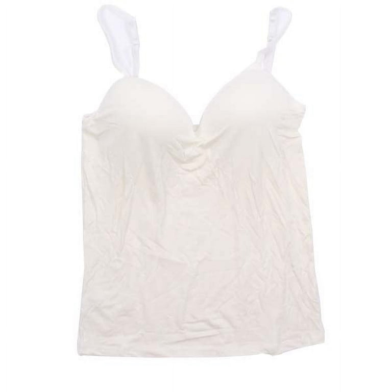 Bras Top for Women Tank Tops Adjustable Strap Camisole with Built in Padded Bra  Vest Cami Sleeveless Basic Solid Camisole Sexy V Neck White M 