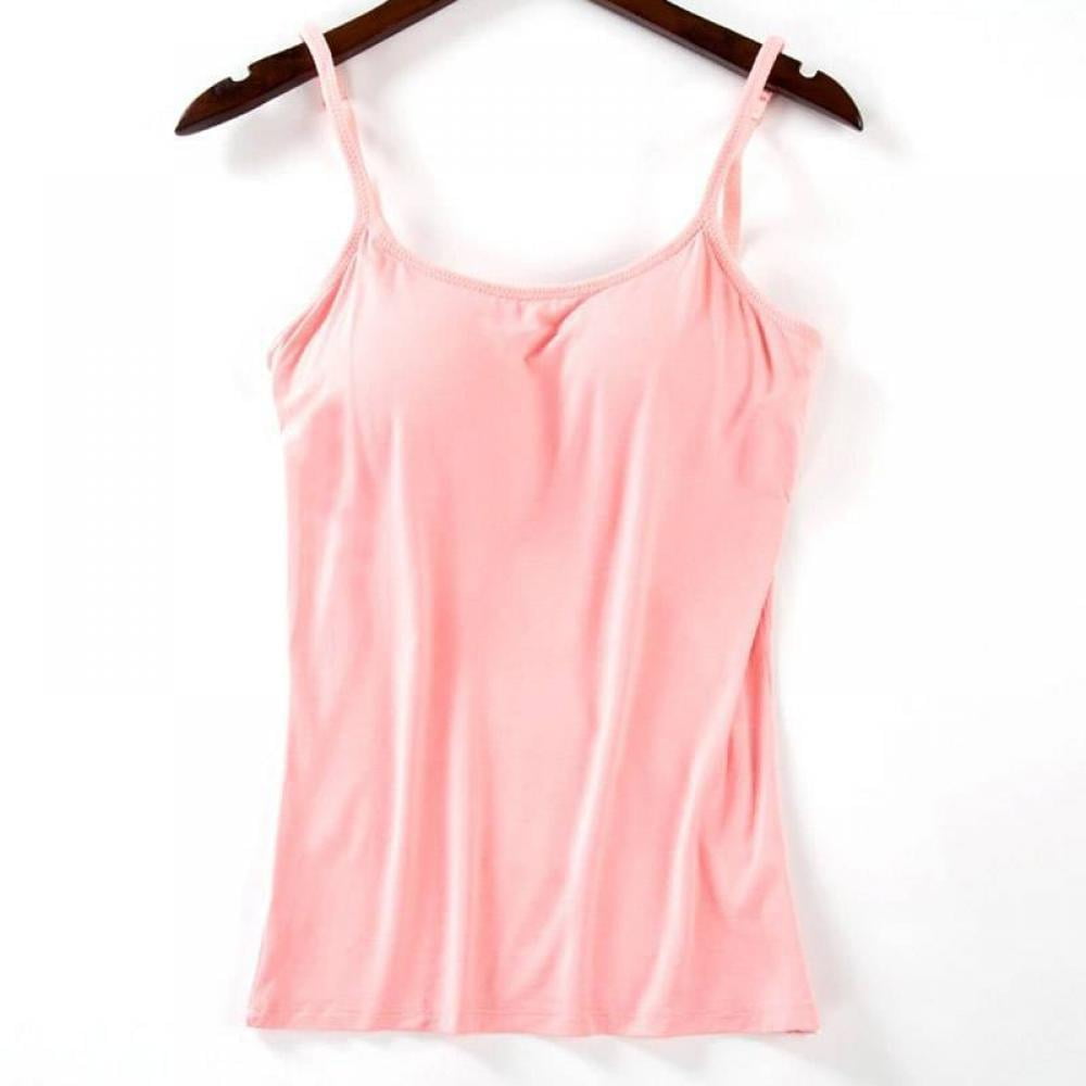 Women Camisole with Built in PADDED BRA Adjustable Spaghetti Strap
