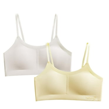 Bras Training 2pc Teen Girls Bra Soft Breathable Seamless for Girl Teens with Chest Pad Pull-On Cami Underwear Tops 12Y