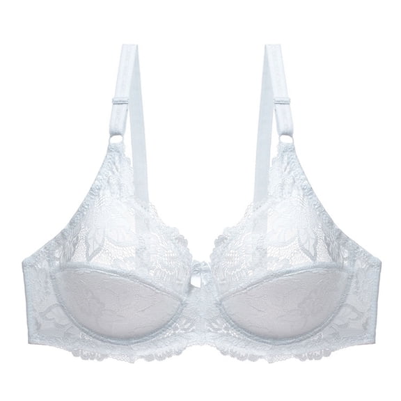 Womens Bras No Underwire Lace Solid Color Double Breasted Push Up Bra V-Neck No Underwire Bra Feature Hook and Eye Closure Bra Steel S