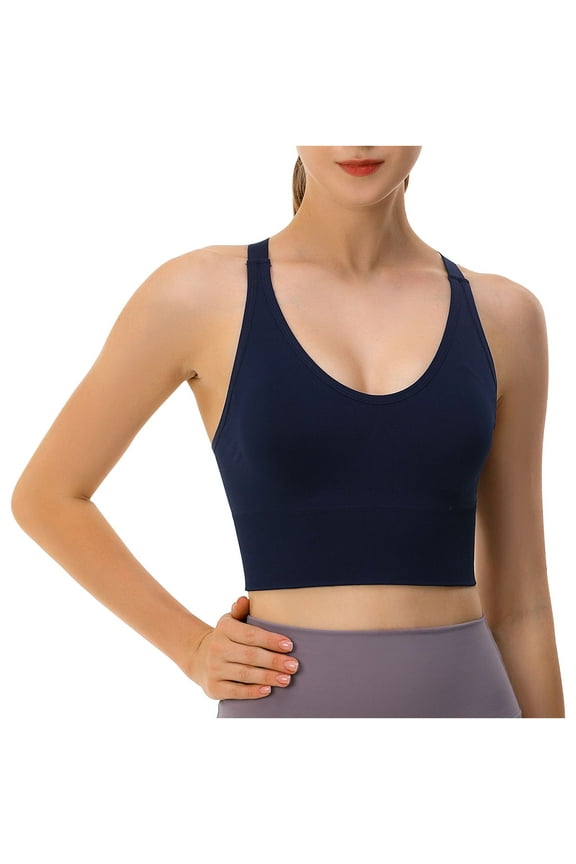 Bras No Underwire Women Yoga Bras Solid Sleeveless Cold Shoulder Casual Tanks Blouse Tops V-Neck Convertible Bra Feature Hook and Eye Closure Nursing Bra Style Y-542 , Dark Blue S