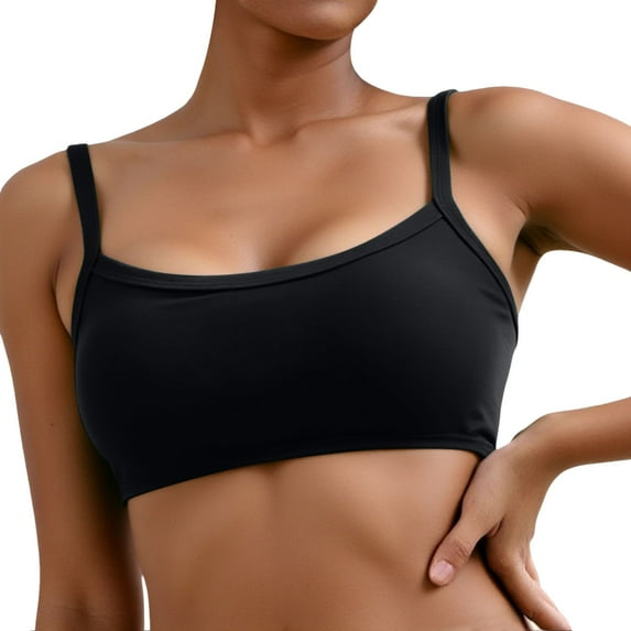 Bras for Women,Adjustable Square Neck Wireless Padded Yoga Sports Bra Top For Women Comfortable Workout Wear,Sports Bras for Women,Black,2XL