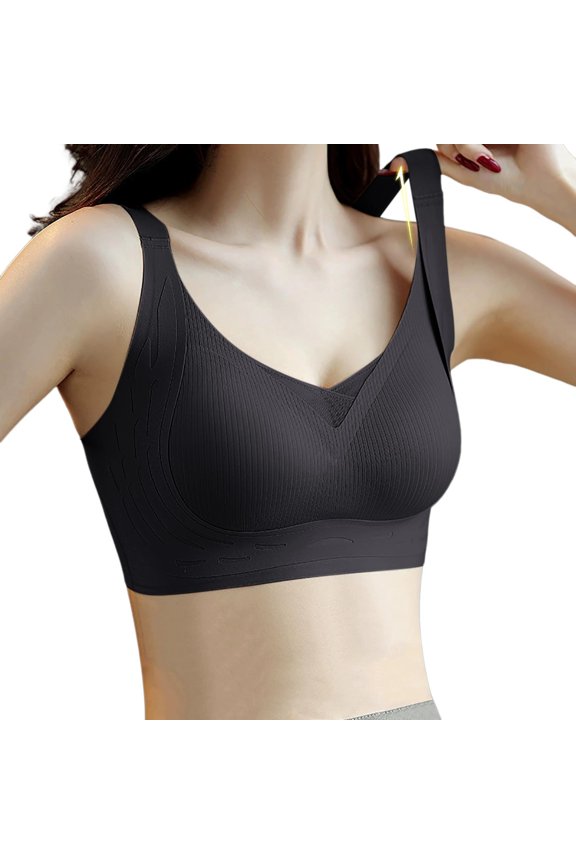 Bras for Women Bra Seamless Latex Push Up Design for Comfortable Breathable Support Fixed Cup Jelly Strip Feature Soft Mesh Panty-Ready Everyday Wear Black M