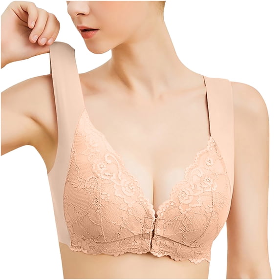 Bras for Women Casual Lace Pattern Nursing Bras Softy Daily Breathable Wireless Women's Lingerie, Sleep & Lounge Active Fit Posture Lightly Smoothing Bras(Beige,M)