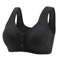 thumbnail image 1 of Bras for Women Clearance Button Closure Push Up Solid Color No Steel Ring Front Closure Bras for Women Plus Size Shoulder Strap Comfy Breathable Daily Bra b-Black 38, 1 of 6
