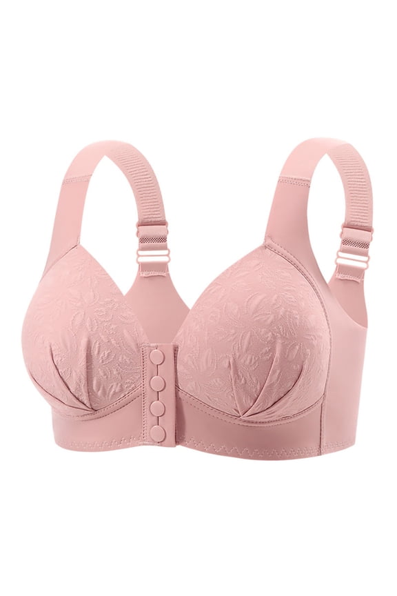 Bras for Women Comfy Seamless Bra Plus Size Front Closure Wireless Bra Womens Convenient Lightly Padded Floral Stretchy Bralette Adjustable Straps Everyday Wear 40