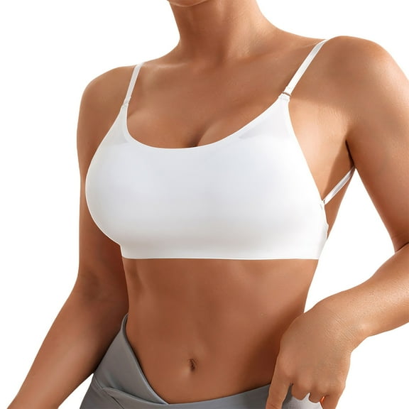 Bras for Women,Convertible Backless Wireless Bra Breathable Thin Sports Underwear With Detachable Straps For Various Style Options,Sports Bras for Women,White,L