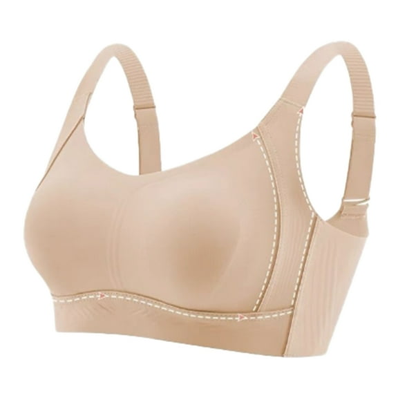 Bras for Women,Fashionable Casual Seamless Comfortable Underwear for Summer Thin Design Large Chest Small Gathering Bra,Sports Bras for Women,Khaki,2XL