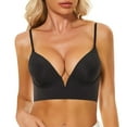 thumbnail image 1 of Bras for Women French Deep V Low Cut Large Open Back U Shaped Back Seamless Underwear Small Chest Gathered Womens Bras Comfortable plus Size Running Bra Women Workout Bra Strapless Black 36, 1 of 4