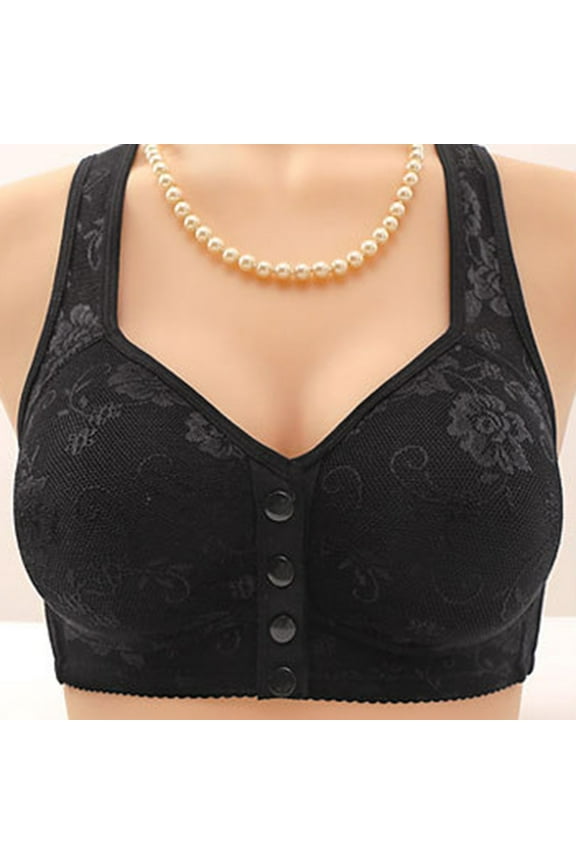 Bras For Women Front Closure Bras Comfort Breathable Plus Size Daily Bras No Underwire Full Support, Bras with No Tags for Sensitive Skin, Bras for High Neck Tops, Bras with Cross Back Design