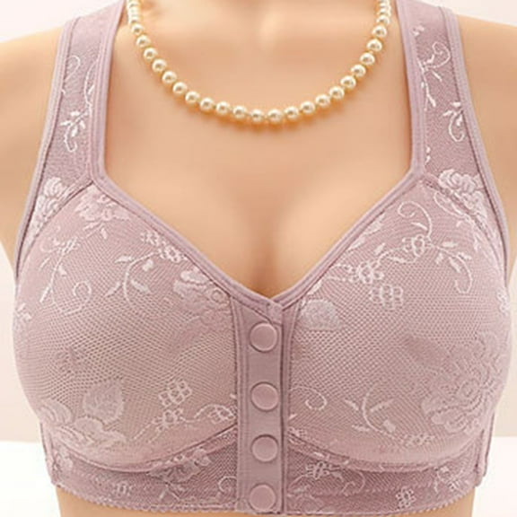 Bras For Women Front Closure Bras Comfort Breathable Plus Size Daily Bras No Underwire Full Support, Racerback Yoga Bras with Moisture-Wicking Fabric, Front Closure Bras for Shoulder Pain Relief