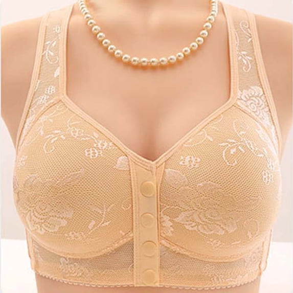 Bras For Women Front Closure Bras Comfort Breathable Plus Size Daily Bras No Underwire Full Support, T-Shirt Bras with No Show Seams, Bras for Post Mastectomy Recovery