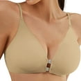 thumbnail image 1 of Bras for Women Front Closure! Comdrip Front Closure Bras for Women with Metal Snap and Wireless Racerback Bra Comfortable Bralette Bras for Women No Underwire Khaki L, 1 of 7