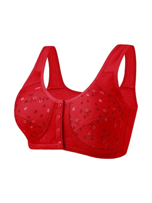 Bras for Women Front Closure Daisy Bras Wireless Lace Seamless Comfortable Bra No Wire Everyday Sleep Bras Racerback Tshirt Bras Push Up Padded Nursing Front Open Comfort Bralettes Red