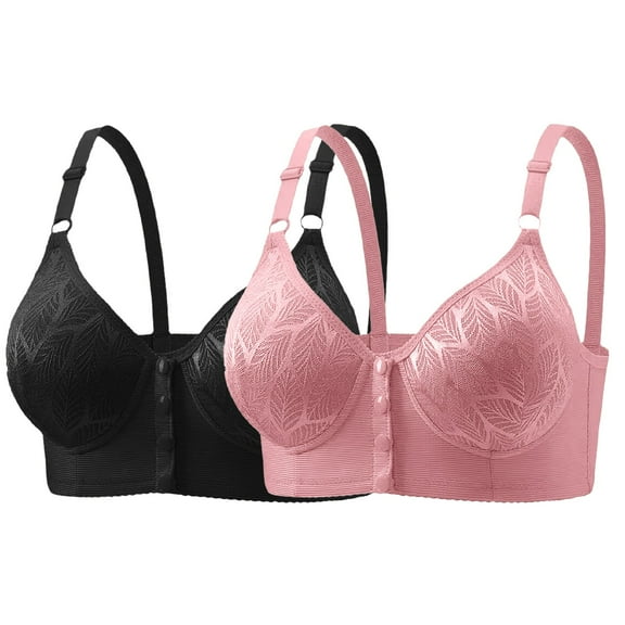 Bras for Women Front Closure, Hugcore Women's Large Sized Front Button Bras Breathable Comfortable Bra Middle Mothers' Bras without Underwire Sleep Bra Blue 40