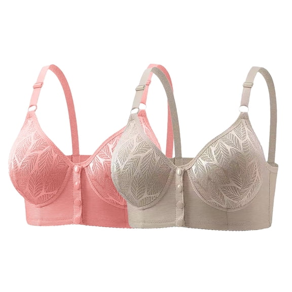 Bras for Women Front Closure, Hugcore Women's Large Sized Front Button Bras Breathable Comfortable Bra Middle Mothers' Bras without Underwire Sleep Bra Green 42