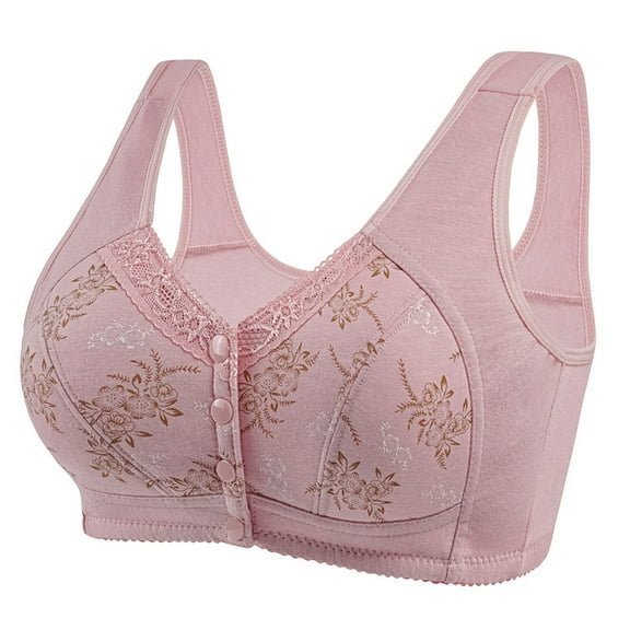 Bras for Women Full Coverage Under 5$ - Pink Bras for Women Push up Hontri Women Sexy Lace Front Buckle Prints Underwear Without Rims Vest Lace Plus Size Bra Underwear