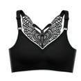 thumbnail image 1 of Bras for Women Full Coverage Back Underwear No Underwire and Mark Large Vest Bra V-Neck Padded Bra Feature Hook and Eye Closure Sport Bra Style Y-483 , Black 3XL, 1 of 5