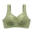 thumbnail image 1 of Bras for Women Full Coverage Button Closure Lift & Support Floral Print Wire-Free Front Closure Bras for Women Plus Size Non Padded Lightweight Comfort Full Figure Bra Green-B 46, 1 of 4