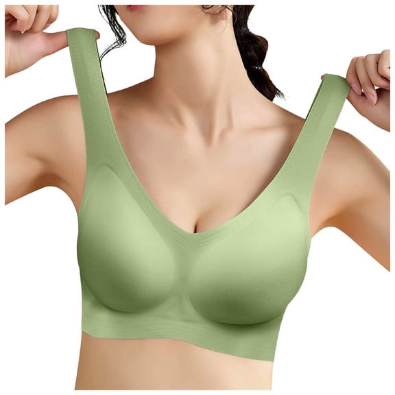 Bras for Women,Jelly Fabric Wire Free Seamless Sports Bra Comfortable Non Restricting Breathable Support for Women,Sports Bras for Women,Green,40-60KG