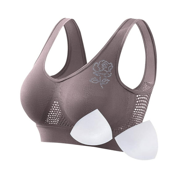 Bras for Women Non Wired Seamless Wireless Push Up Bra Comfort Support Sleep Bralettes for Womens Ladies Soft Tshirt Padded Bra Regular and Plus Size Brown XXXL