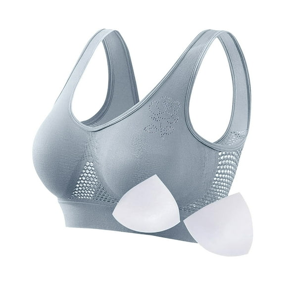 Bras for Women Non Wired Seamless Wireless Push Up Bra Comfort Support Sleep Bralettes for Womens Ladies Soft Tshirt Padded Bra Regular and Plus Size Gray S