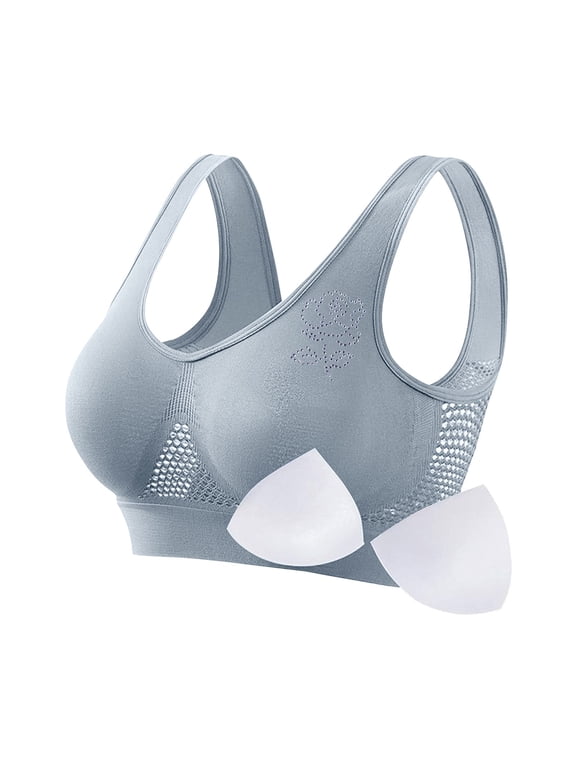 Bras for Women Non Wired Seamless Wireless Push Up Bra Comfort Support Sleep Bralettes for Womens Ladies Soft Tshirt Padded Bra Regular and Plus Size Gray XXL