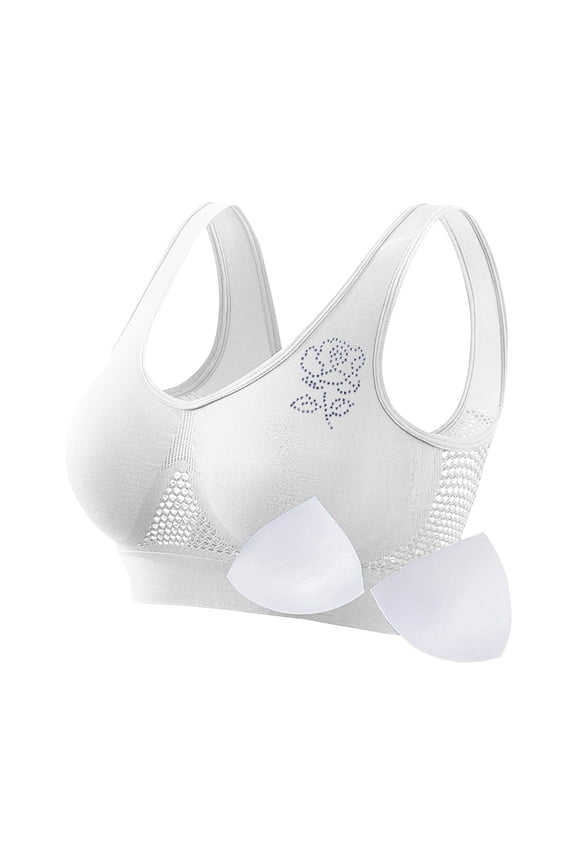 Bras for Women Non Wired Seamless Wireless Push Up Bra Comfort Support Sleep Bralettes for Womens Ladies Soft Tshirt Padded Bra Regular and Plus Size White XXXL