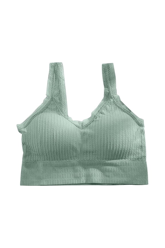 Bras for Women Plus Size Fashion Bra Solid Vest Camisole Breathable Push Up Tops Underwear V-Neck Back-Smoothing Bra Feature Hook and Eye Closure T-Shirt Bra Style Y-96 , Green