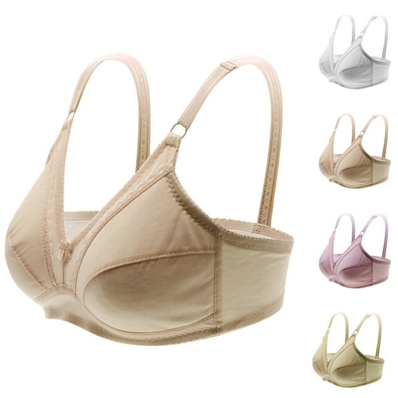 Bras for Women Plus Size Front Closure Full Coverage No Underwire Bras for Seniors Comfort Wireless Front Close Push up Bras with Back Support Lace Sleeping Everyday Bras