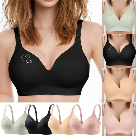 Bras for Women Plus Size Front Closure Full Coverage No Underwire Bras for Seniors Comfort Wireless Front Close Push up Bras with Back Support Lace Sleeping Everyday Bras