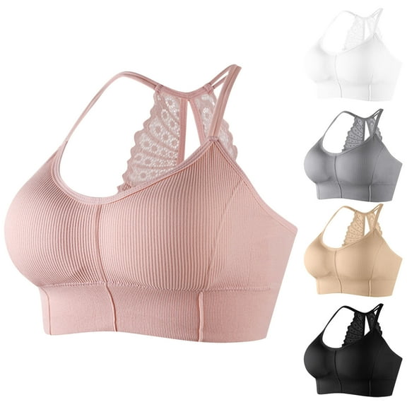 Bras for Women Plus Size Front Closure Full Coverage No Underwire Bras for Seniors Comfort Wireless Front Close Push up Bras with Back Support Lace Sleeping Everyday Bras