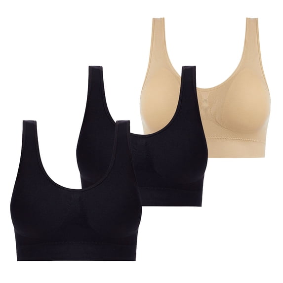 Tbopshirt Bras for Women Plus Size,Wirefree Padded Bra Push Up,3PC Ladies Traceless Comfortable No Steel Ring Breathable Gathering Bra Woman Underwear,Women's T-Shirt Bras
