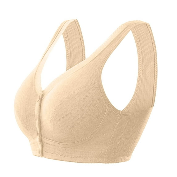 Bras, Women'S Front Closure Wireless Plus Size Push Up Bra With Wide Straps, Soft Cup Thin Comfort Bralette Everyday Casual Wear Cotton Bras Workout Crop Tops Bras Workout (42, Complexion) ZMTing
