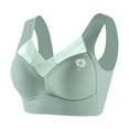 thumbnail image 1 of Bras, Women'S Plus Size Wirefree Adjustable Support Bra With Side-Slimming & Bust Gather Design, Daisy Embroidery V Neck Bralette For Cotton Bras Underwear Bralette Sports (48, Mint Green) ZMTing, 1 of 3