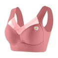 thumbnail image 1 of Bras, Women'S Plus Size Wirefree Adjustable Support Bra With Side-Slimming & Bust Gather Design, Daisy Embroidery V Neck Bralette For High Impact Sports Bras Shirt Bras (44, Pink) ZMTing, 1 of 3