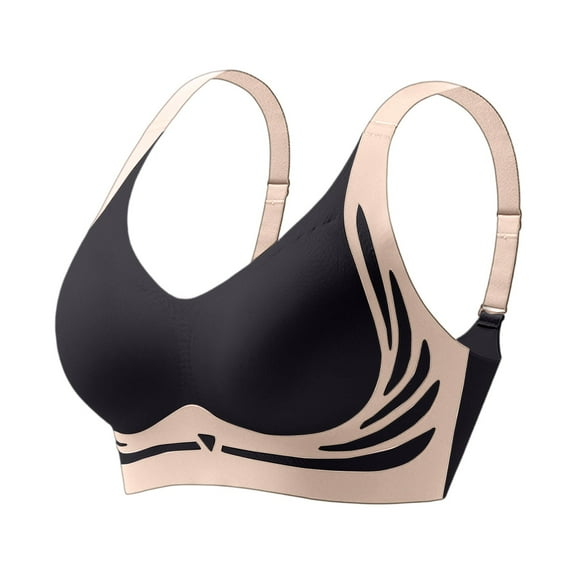 Bras, Women'S Seamless Push Up Soft Everyday Bra With Color Block Design, Wide Straps & Gathered For Small Chest, Comfy Wirefree Bralette/Bras Women 34 Dd Underwear Bras (40, Black) ZMTing