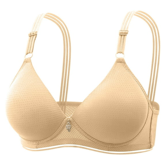 Bras, Women'S Wireless Bralette, Thin Comfort With Scalloped Lace Trim & Adjustable Straps, Breathable Everyday Casual Underwear For Small Chest Bras Padded Bra Tank Tops (40, Camel) ZMTing