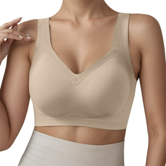Bras for Women,Seamless Full Coverage Wireless T-Shirt Bra For Women Comfort Support Everyday Wear Soft Breathable Smooth,Sports Bras for Women,Beige,XL