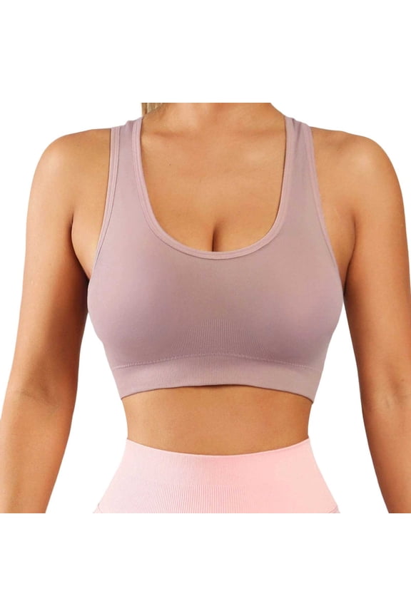 Bras for Women,Seamless Sports Bra for Women High Support Workout Yoga Top Comfortable Non Padded Wire Free Bralette Activewear,Sports Bras for Women,Pink,L