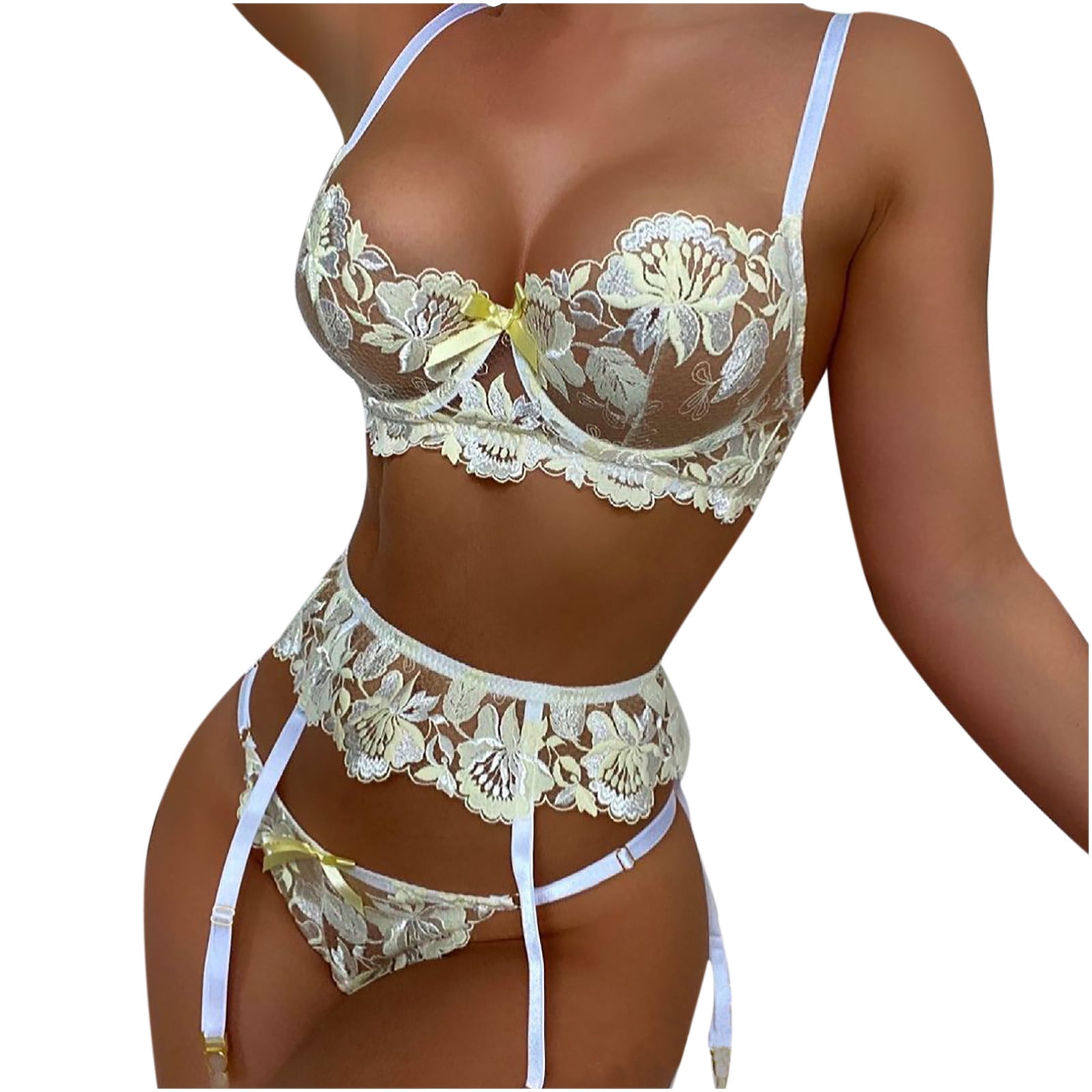 Yellow Lace Embroidered Flower Yellow Lace Bra Set Push Up Lingerie For  Women, Comfortable And Sexy LJ201211200Z From Qljmw, $28.84
